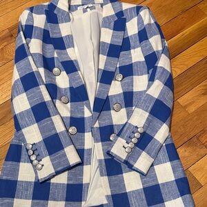 Veronica Beard Blue and White Plaid Women's Blazer